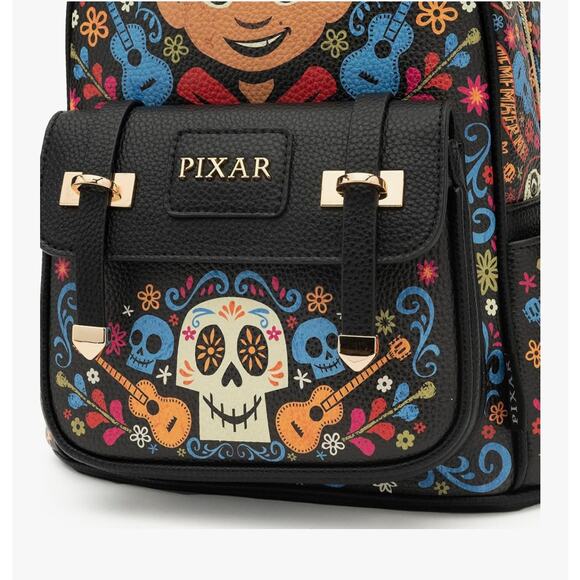 Disney Wondapop Coco Pixar Miguel Hector Ernesto Pebbled Leather Backpack NWT - Picture 5 of 9